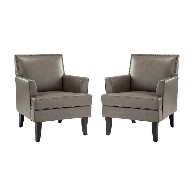 Nileus Modern Classic Polyester Accent Chair with Solid Wooden Legs Set of 2 by HULALA HOME