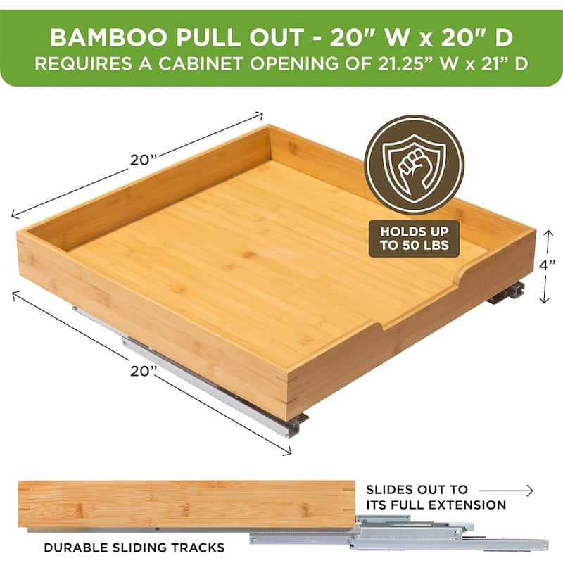 Hold N' Storage Bamboo Wooden Pull out Cabinet Organizer - Requires At Least a 21"D Cabinet Opening