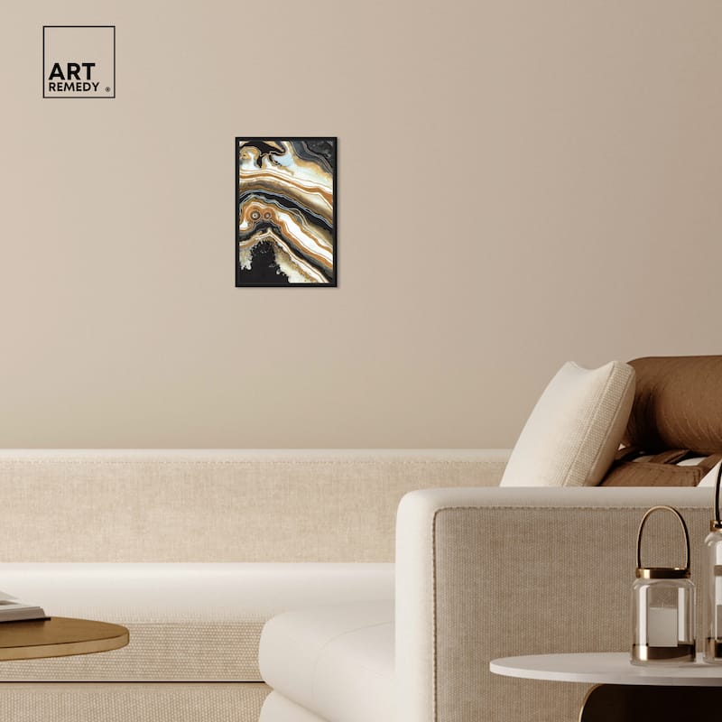 Art Remedy Black And Gold Ii Framed Mineral, Agate & Geode 1 Piece Canvas Wall Art