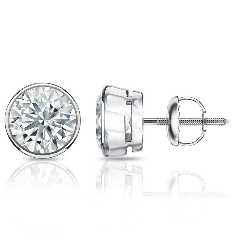 Auriya 2 1/2ctw Round Diamond Stud Earrings Bezel-set 18k Gold - Certified