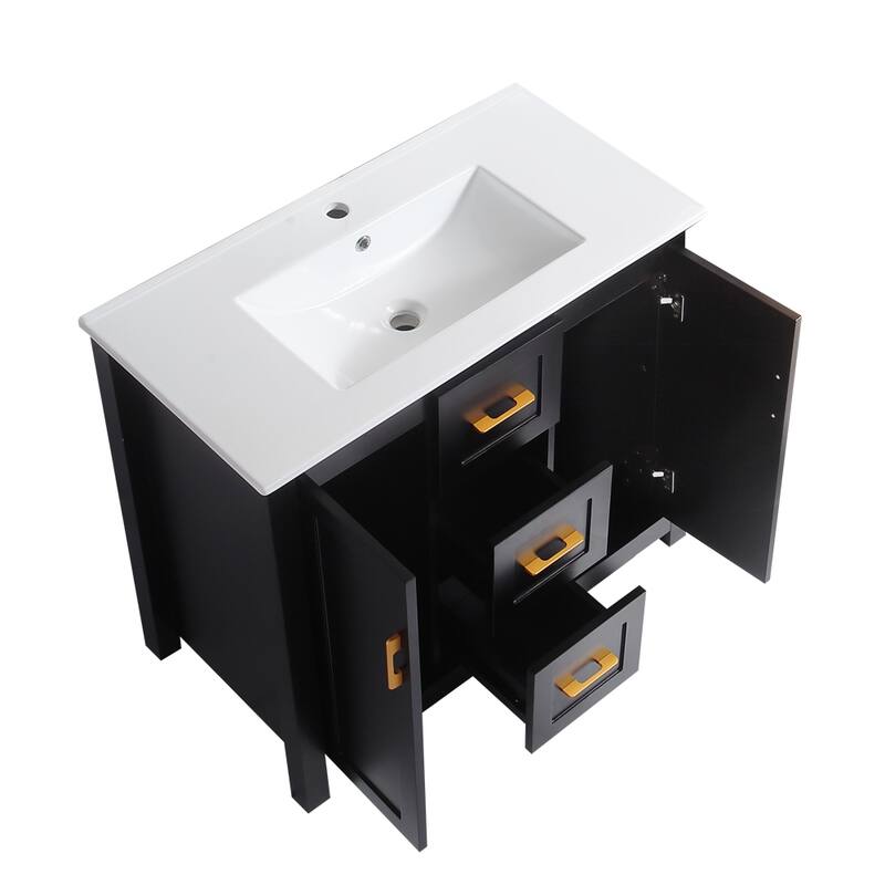 36" Bathroom Vanity with Undermount Single Sink and 2 Doors and 3 Drawers - 36''
