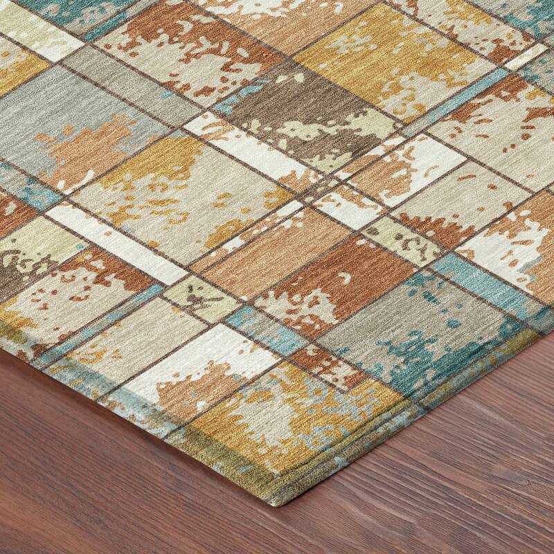 Machine Washable Indoor/ Outdoor Patchwork Chantille Rug