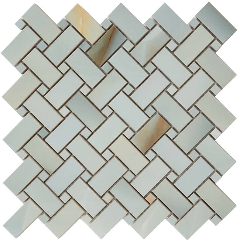 Splendor 12x12 Turchese Porcelain Mosaic Onyx Basketweave Wall and Floor Tile (4.84 sq ft/case) - 5 Pack