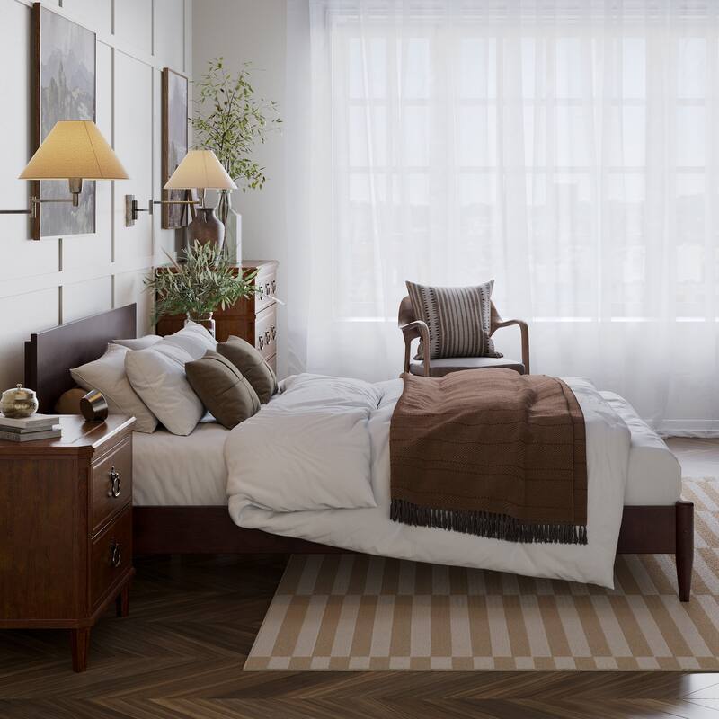 Aria Solid Wood Modern Low Profile Platform Bed