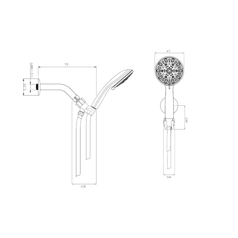 Topcraft Wall Mount Multi-Function Hand Showerhead