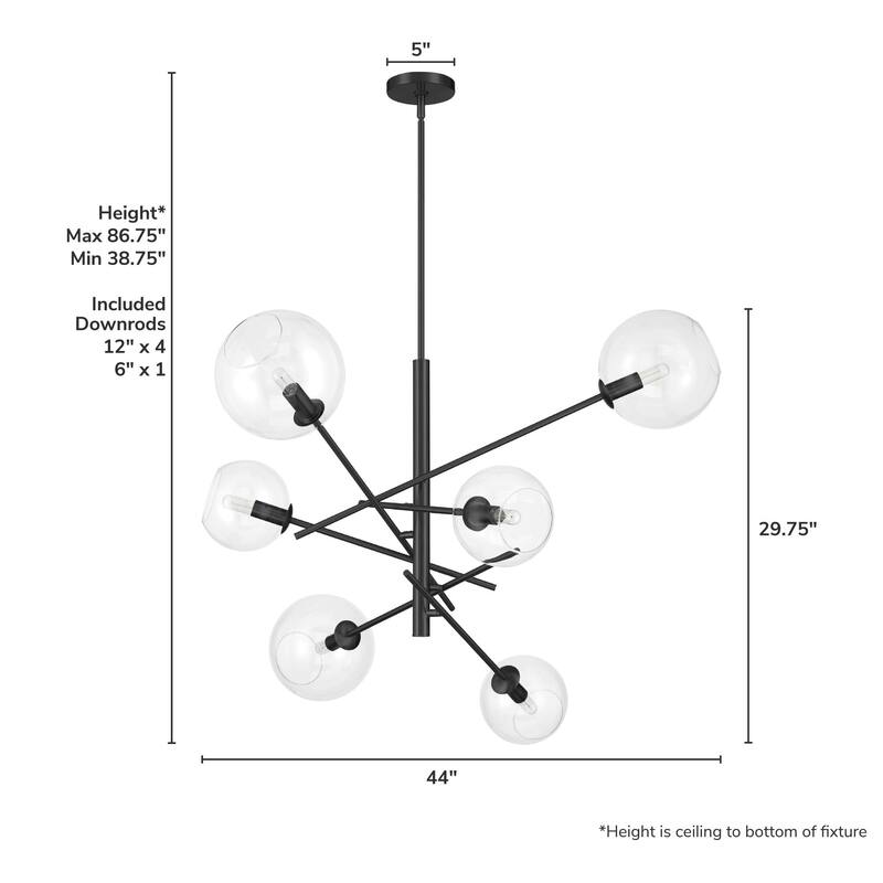 Hunter Farling 6-Light Chandelier - Entry, Dining Room, Living Room - Contemporary, Transitional - Adjustable