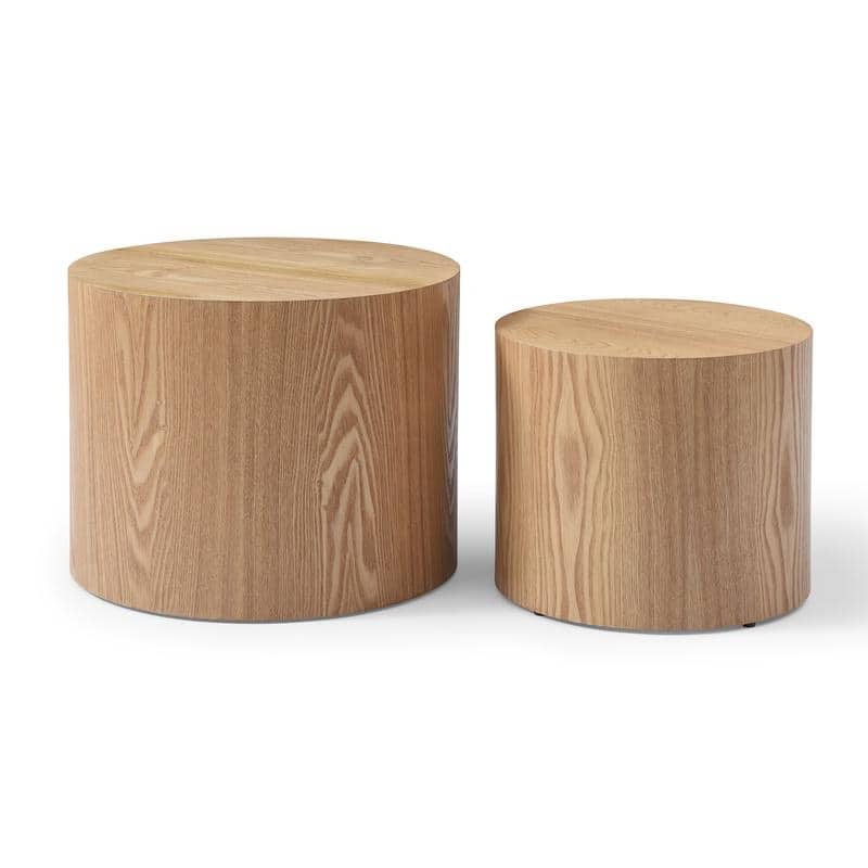 Pair of Nesting Coffee Tables - MDF with Veneer Finish in Natural Tone for Living Room, Office, or Bedroom‌.
