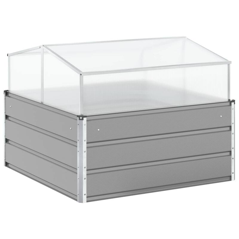 vidaXL Planter 39.37 x 39.37 x 30.31 in Galvanised Steel - 39.37 x 39.37 x 30.31