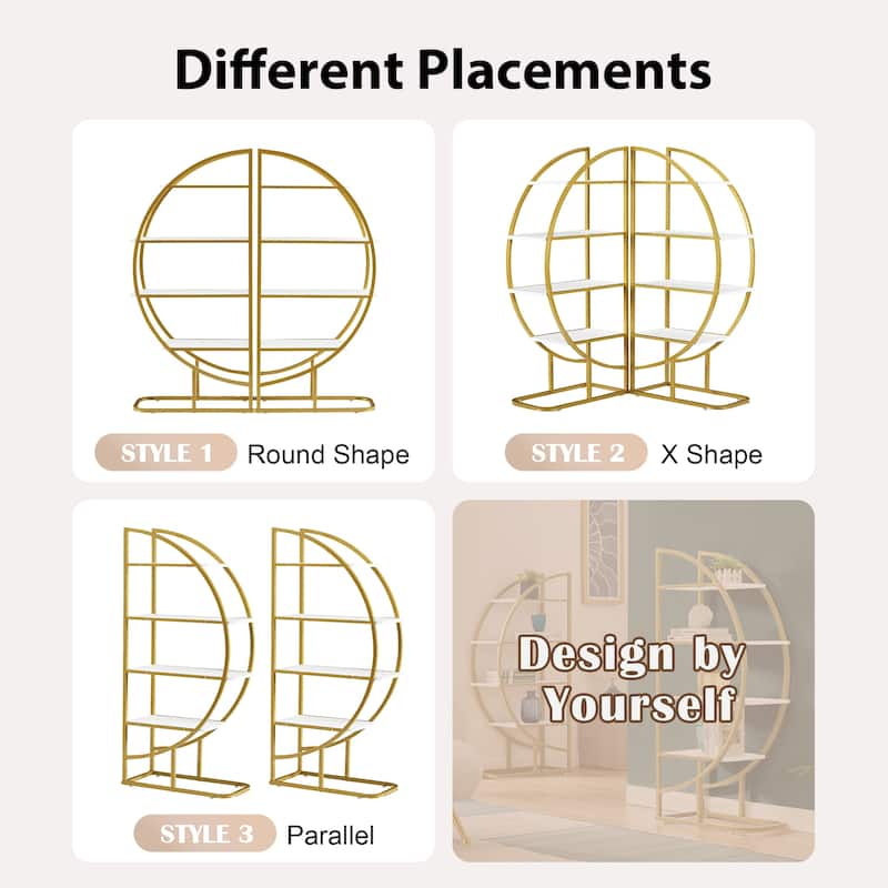 4 Tiers Home Office Open Bookshelf - Gold