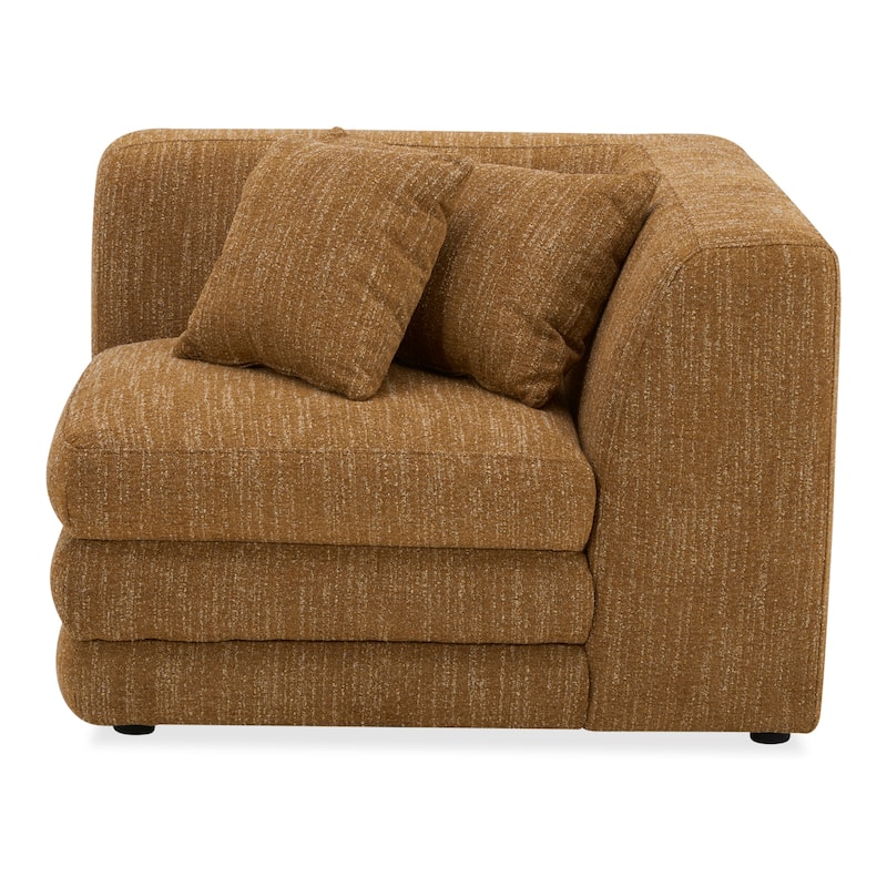 NADAAL STUDIOS Lucien Corner Chair, Feather-Topped Cushion with Kiln-Dried Solid Wood Frame, Amber Glow