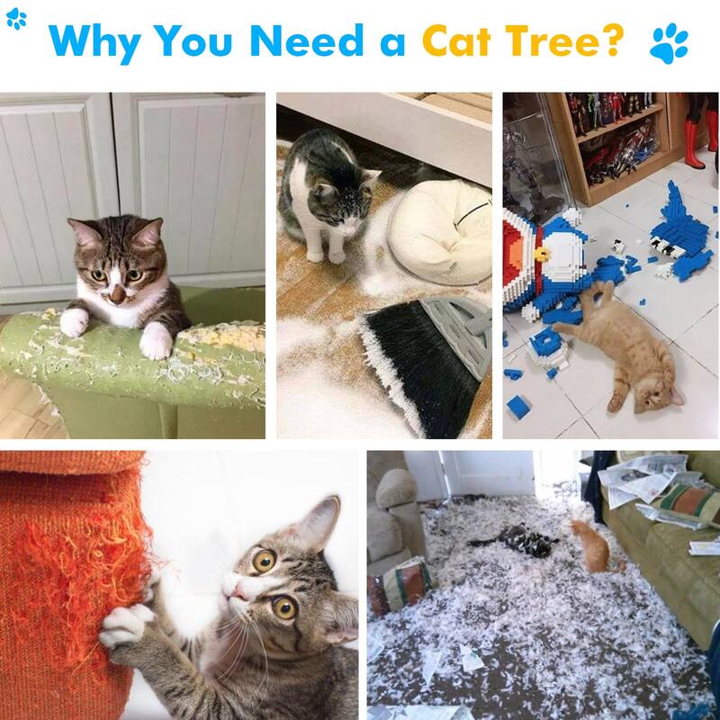 EROMMY Cat Tree – Multi-Level Cat Tower with Sisal Scratching Posts & Swing Ball, Modern Cat Furniture for Indoor Cats