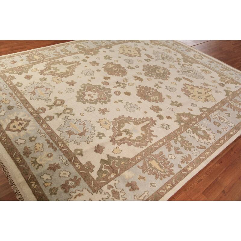 Earth Tone Oushak Indian Area Rug Hand-Knotted Wool Carpet - 8'0"x 10'2"