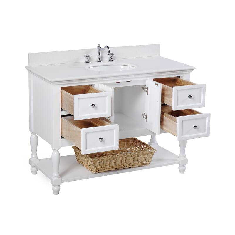 KitchenBathCollection Beverly 48" Bathroom Vanity with Quartz Top