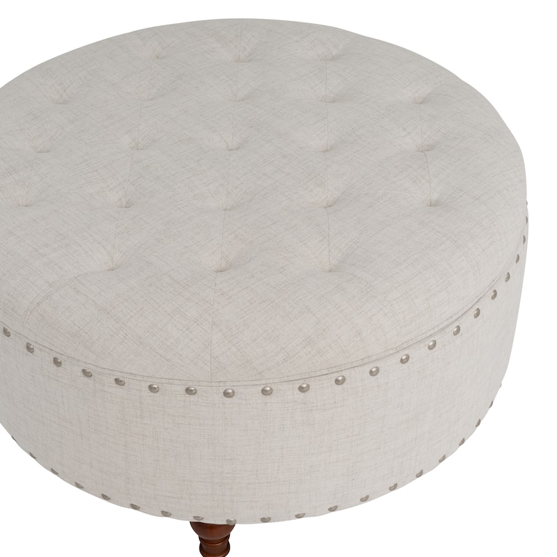 Madeleine Round Storage Ottoman Natural