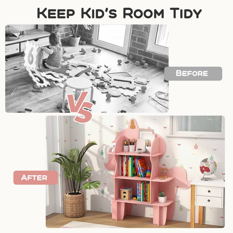 Costway Unicorn Bookcase for Kids 3-Tier Toy Storage Organizer with - See Details