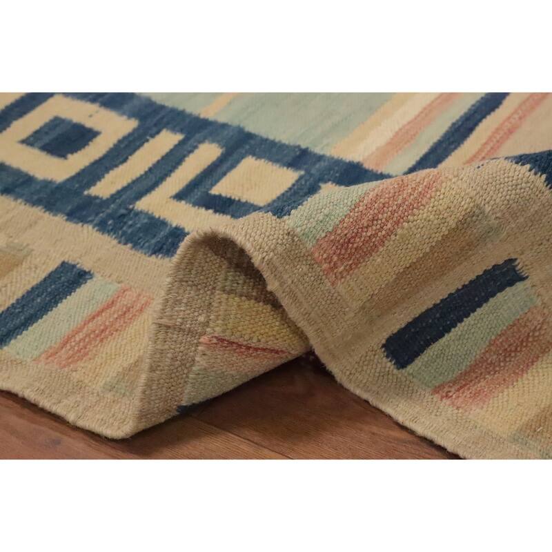 Hand Woven Oriental 100% Wool Carpet Southwestern Tribal Multi-Colored Kilim Area Rug - 8' 7'' X 5' 7''