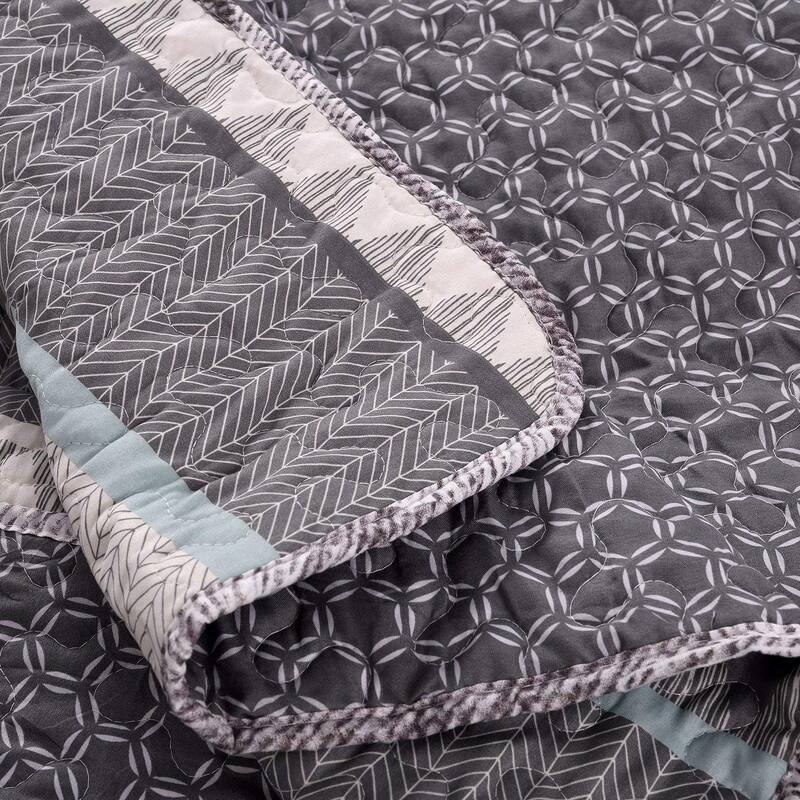 Plaid Striped Patchwork Quilt Bedding Set Reversible Coverlet,Bedspread