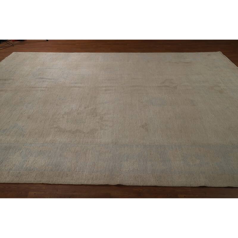 Vegetable Dye Oushak Turkish Area Rug Handmade Oriental Wool Carpet - 9'0"x 11'10"