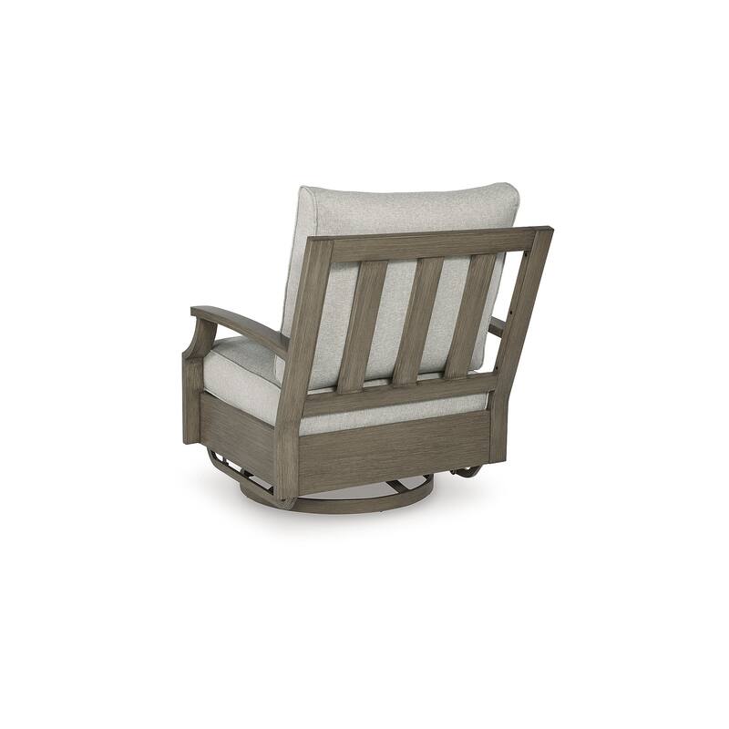 Signature Design by Ashley Rainier Ranch Brown/Beige Outdoor Swivel Glider Chair with Cushion - 34"W x 37"D x 37"H
