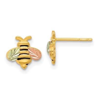 Curata 10k With 12k Accents Black Hills White Gold Bee Post Earrings
