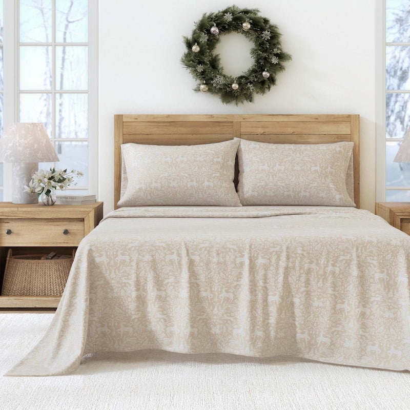 Linery & Co. Ultra-Soft Turkish Cotton Flannel Holiday Print Sheet Set - Queen - Reflections