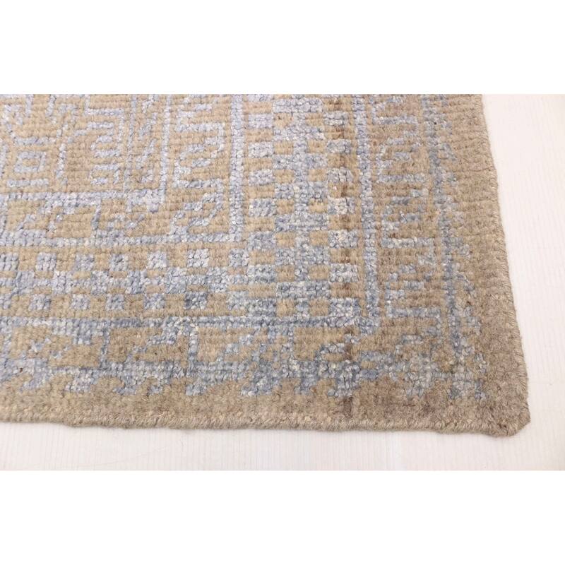 ECARPETGALLERY Hand-knotted Tangier Khaki Silk, Wool Rug - 5'2 x 8'2