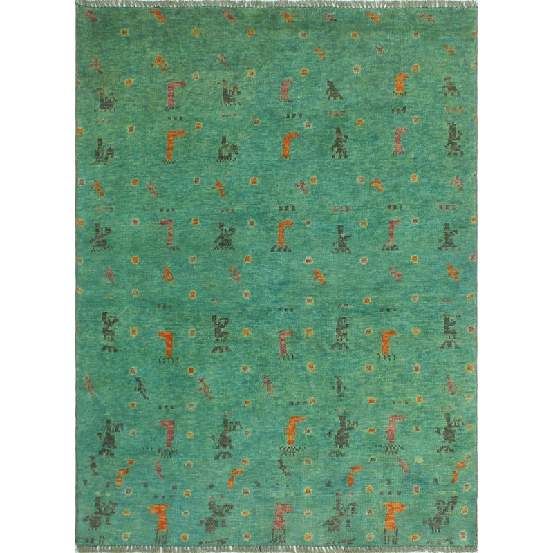 Balochi Monica Lt. Blue/Turquoise Rug - 4'1" x 5'10"