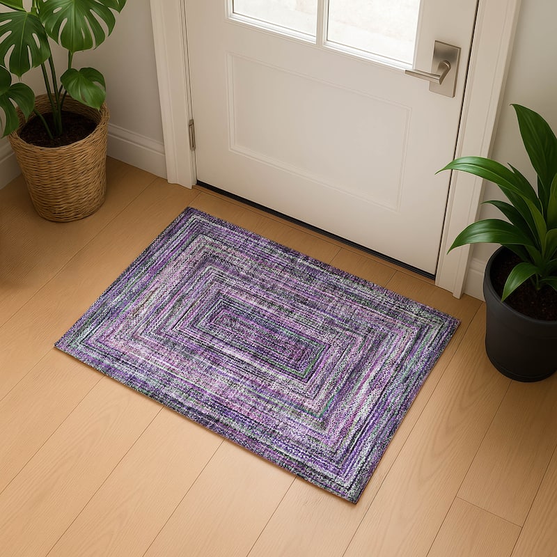 Premium Washable Super Soft Modern Dimensions Mayfield Rug - Purple - 1'8" x 2'6"