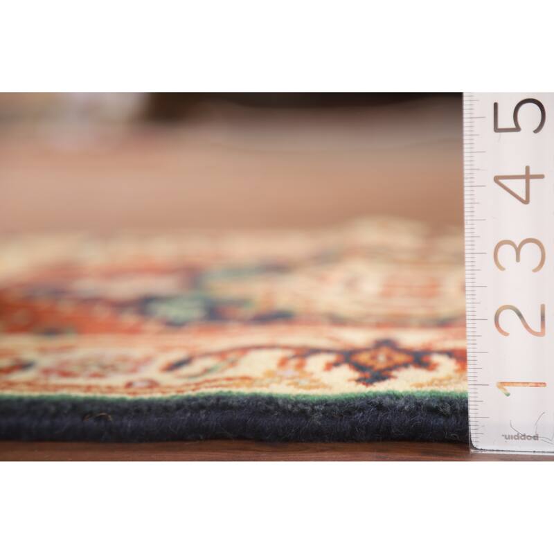 Hand Knotted Oriental 100% Wool Carpet Traditional Medallion Navy Blue & Blues Heriz (serapi) Area Rug - 3' 0'' X 2' 0''