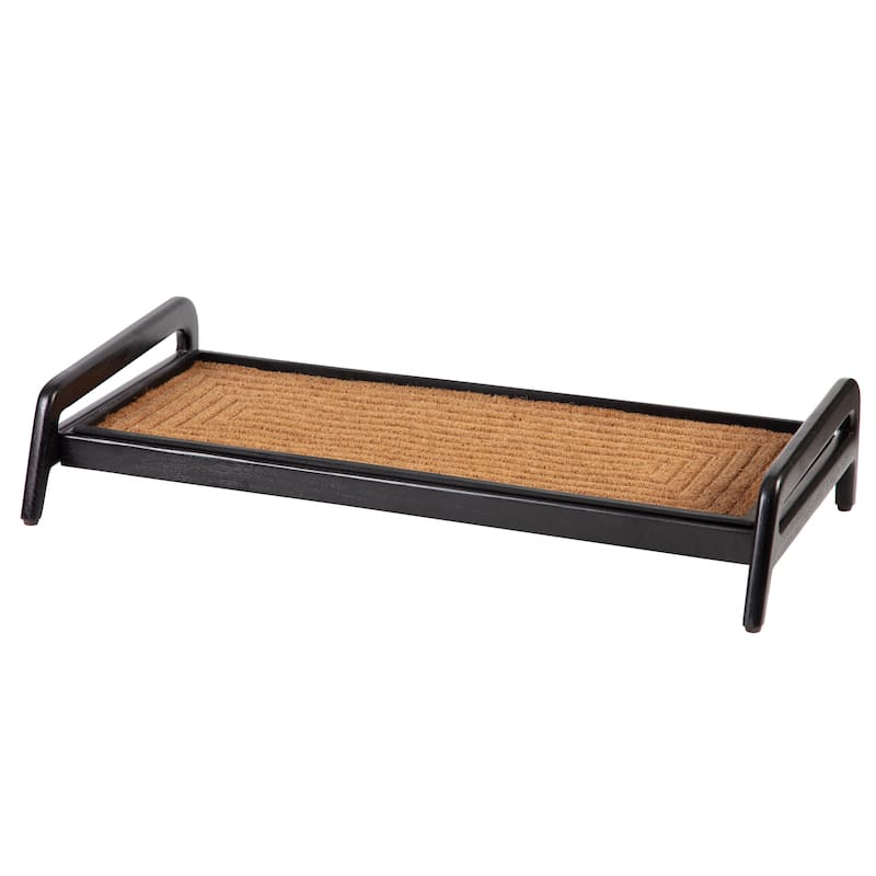 Jani Single-Tier Black Stand 3-Pair Rubber Boot Tray - Rectangle Ripple
