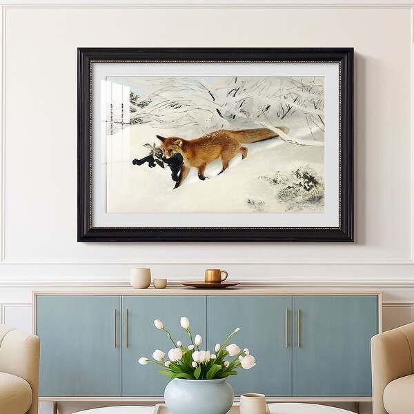 Fox in Snow Landscape 1900-Bruno Liljefors-Custom Framed Print