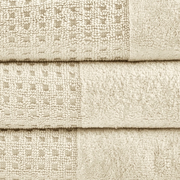 Madison Park Spa Waffle Cotton Waffle Jacquard Antimicrobial Bath