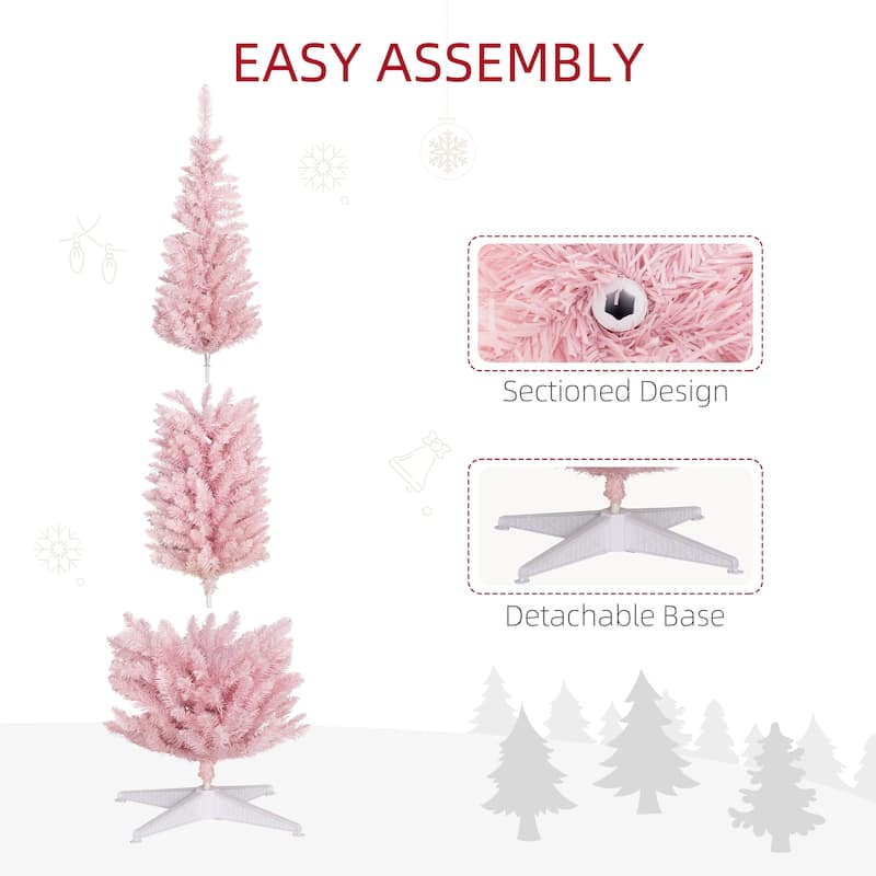 8 Feet Pencil Christmas Tree with 300 Warm White LED Lights and 618 Tip Perfect for Holiday Decor - 21.75" Dia. x 94.5"H