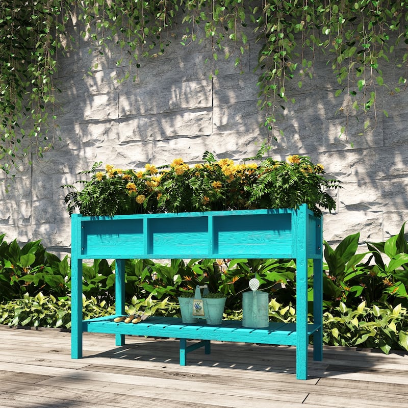 Lesly 46.37 in. Modern Rectangular Cyan Planter Box - 46.37"D×17.69"W×28.67"H