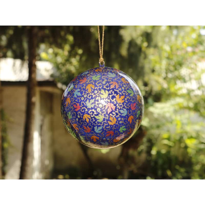 Handmade Christmas Ornaments Hand Painted by Artisan on Recycled Paper - Maple Multi - One Size