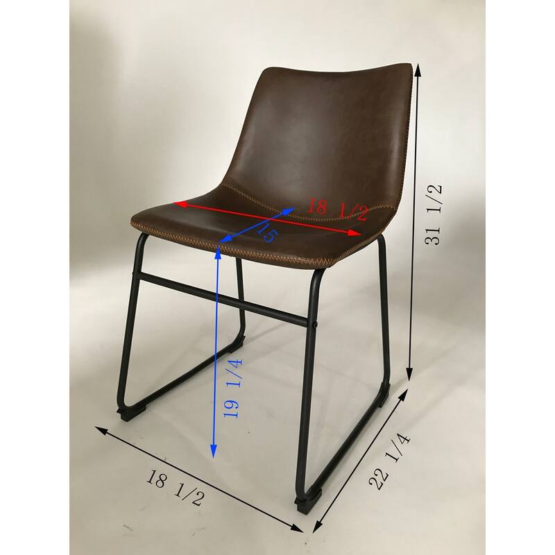 Modern Set of 2 Dining Chairs with PU Leather Backrest Metal Frame for Dining Room Living Room and Bedroom