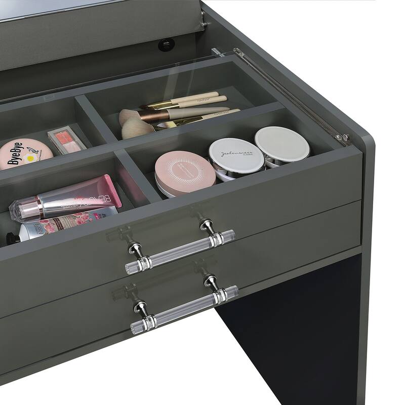 3 Drawers Makeup Vanity Set with Stool