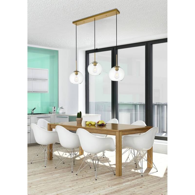 Elegant Lighting Baxter 3 Light 36" Wide Linear Pendant with Clear