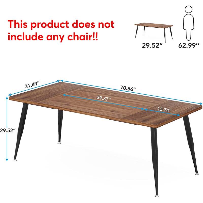 Large Dining Table for 6 to 8, Kitchen Furniture, Brown/ Black