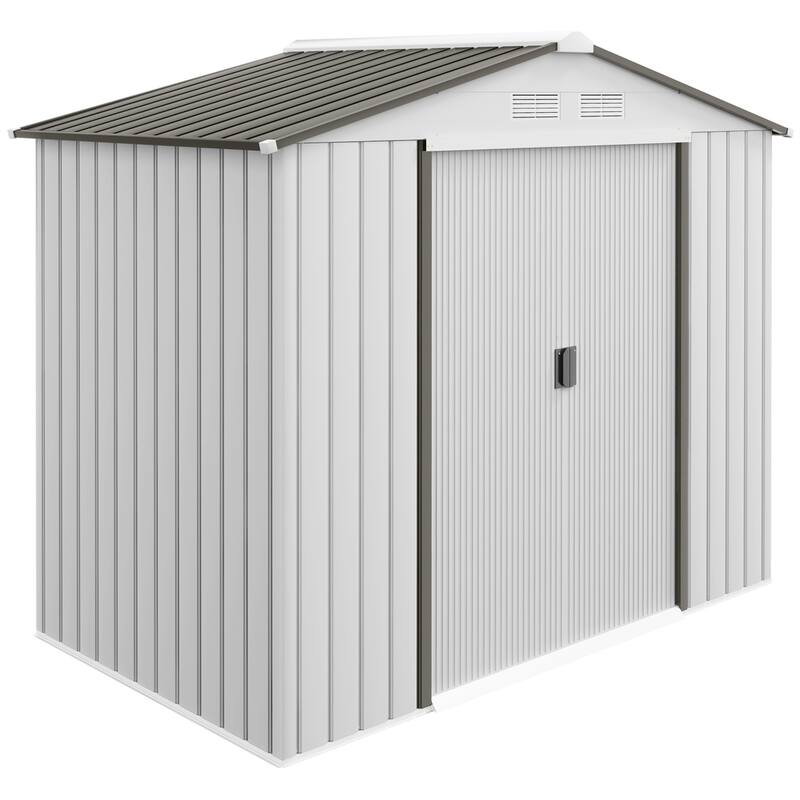 Garden Shed Storage Shed with Foundation Kit, 4 Vents and 2 Easy Sliding Doors