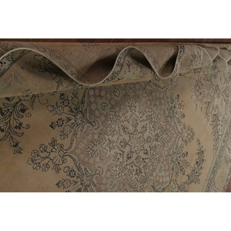 Distressed Tabriz Persian Vintage Area Rug Handmade Wool Carpet - 9'6" x 12'9"