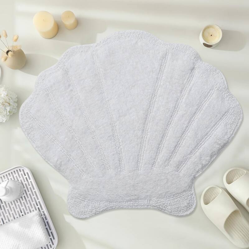 Better Trends Seashell Bath Rug 100% Cotton Absorbent Reversible Bathroom Mat Marilyn Collection