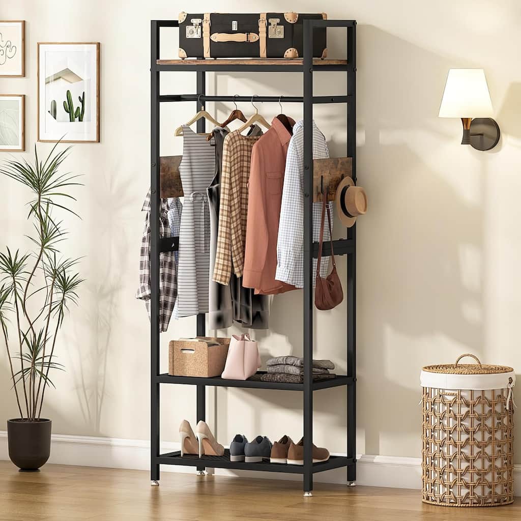 22" Rustic Brown & Black Small Clothes Rack