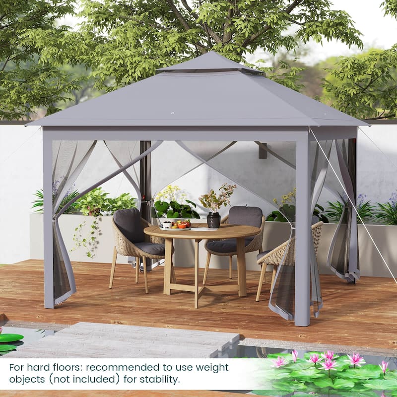 Costway 11'x11' 2-Tier Pop-Up Gazebo Tent Portable Canopy Shelter
