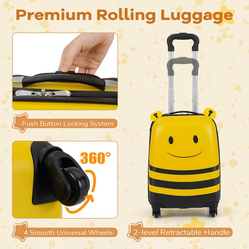 Costway 2-Piece Kid’s Luggage Set with Cute Bee Backpack & 18” Rolling - See Details