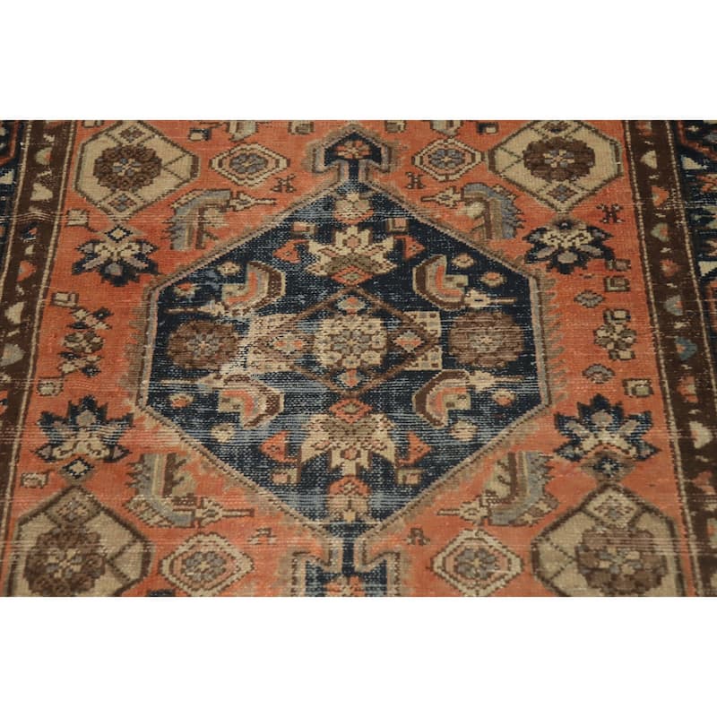 Hand Knotted Oriental 100% Wool Carpet Traditional Geometric Oranges & Rust Hamedan Area Rug - 6' 4'' X 3' 10''
