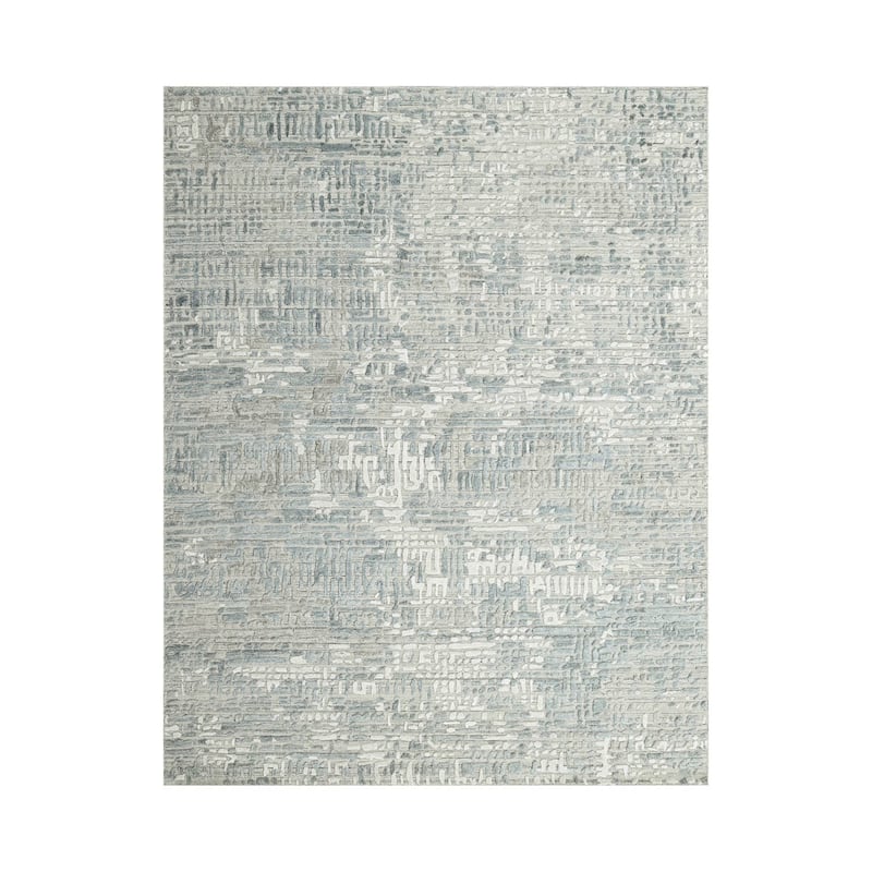 Hand Knotted Gray Tibetan Wool/Bamboo Silk Modern Oriental Area Rug