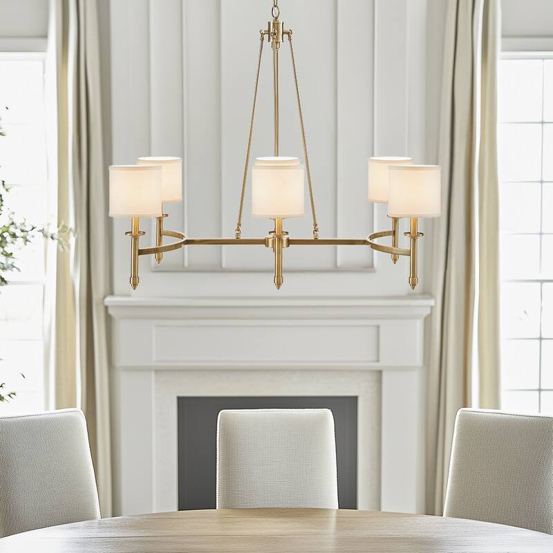 Madison Park Signature Elegenza 6-light Chandelier with Fabric Drum Shades