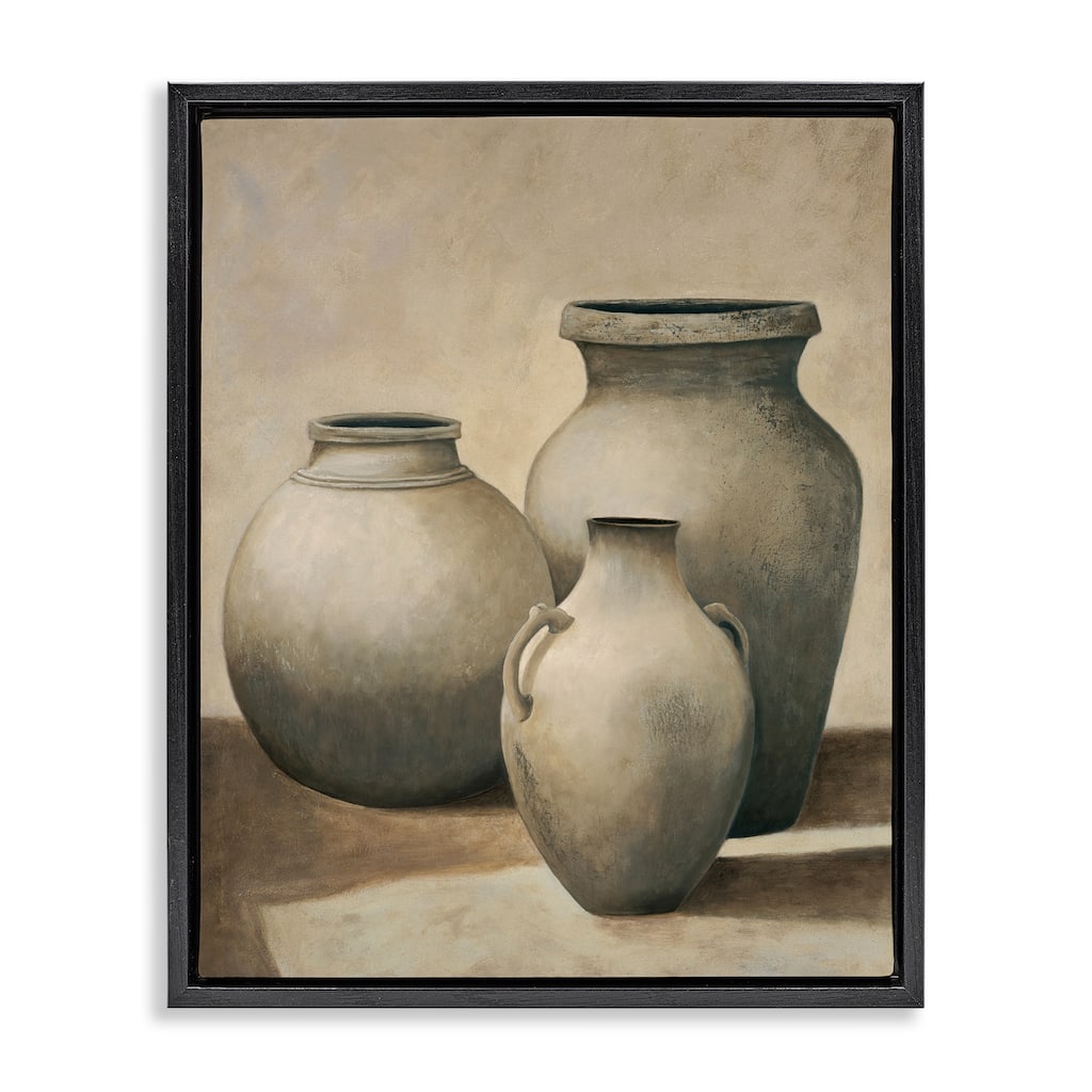Stupell Trio of Vases Still Life Framed Floater Canvas Wall Art Design By André Mazo