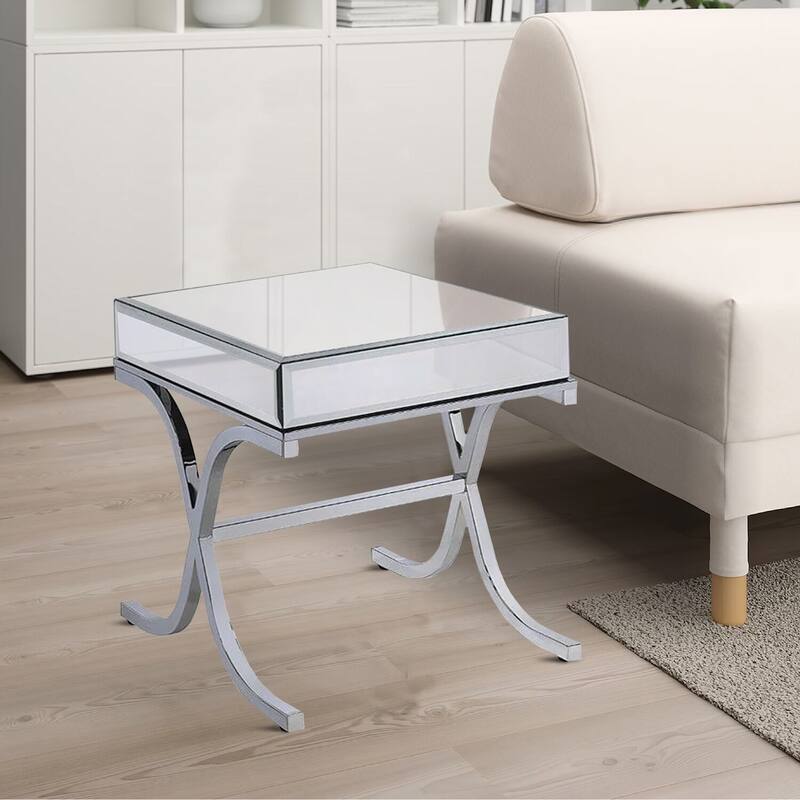 20.5 in. Silver Rectangle Metal End Table, Sturdy Build End Side Table for Living Rooms